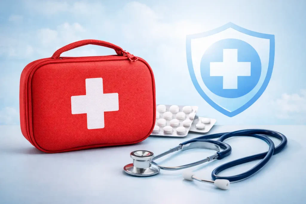 First-aid kit or a symbol representing healthcare
